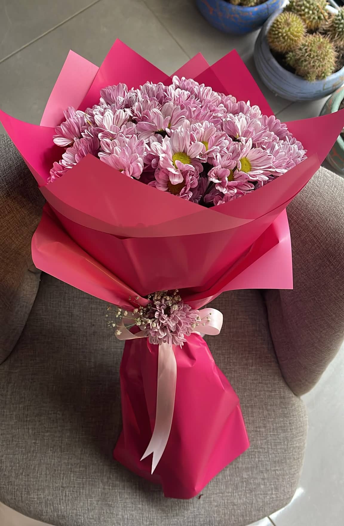 Pembe papatya buketi