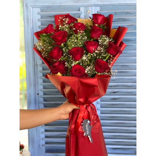13 Kırmızı Gül Buketi