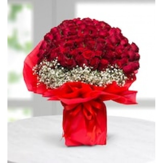 100 Kırmızı Gül Çiçek Demeti
