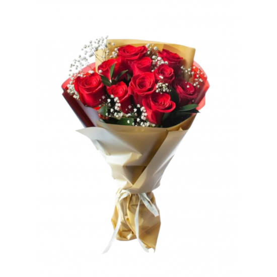 Özel Ambalajda 10 İthal Kırmızı Gül Buketi