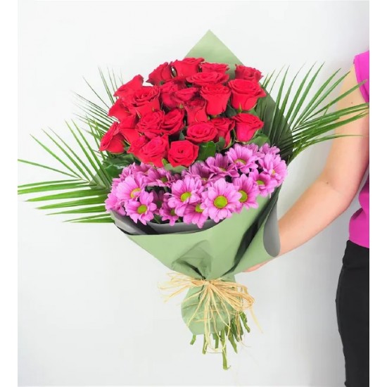 29 Kırmızı Gül & Pembe Papatya Buketi 