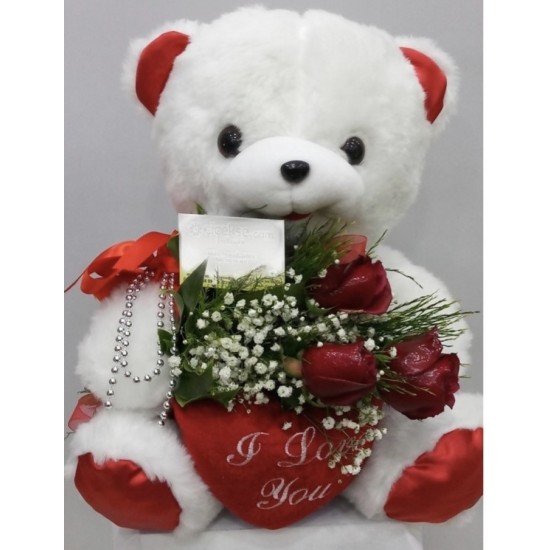 40cm Ayıcık ve 3 Gül 