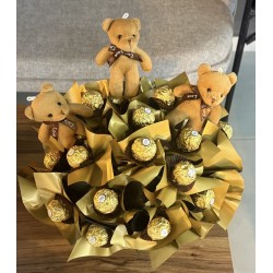 Altın Ayıcık Lüks Çikolata Sepeti 